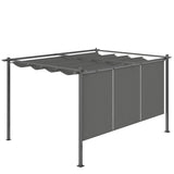 Metal Pergola With Retractable Roof 390cm Width x 293cm Depth - Velmora