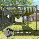 Metal Pergola With Retractable Roof 390cm Width x 293cm Depth - Velmora