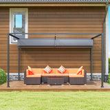 Metal Pergola With Retractable Roof 400cm Width x 300cm Depth - Velmora