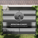 Metal Pergola With Retractable Roof 400cm Width x 300cm Depth - Velmora