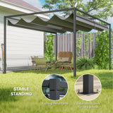 Metal Pergola With Retractable Roof 400cm Width x 300cm Depth - Velmora