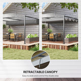 Metal Pergola With Retractable Roof 400cm Width x 300cm Depth - Velmora