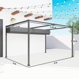 Metal Pergola With Retractable Roof 400cm Width x 300cm Depth - Velmora