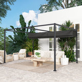 Metal Pergola With Retractable Roof 400cm Width x 300cm Depth - Velmora