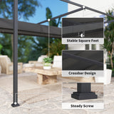 Metal Pergola With Retractable Roof 400cm Width x 300cm Depth - Velmora
