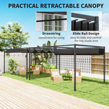Metal Pergola With Retractable Roof 400cm Width x 300cm Depth - Velmora