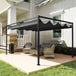 Metal Pergola With Retractable Roof 400cm Width x 300cm Depth - Velmora
