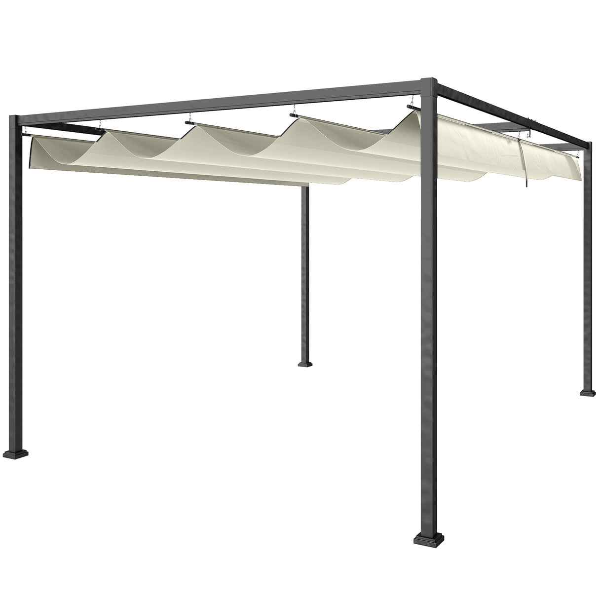 Metal Pergola With Retractable Roof 400cm Width x 300cm Depth - Velmora