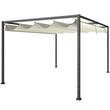 Metal Pergola With Retractable Roof 400cm Width x 300cm Depth - Velmora