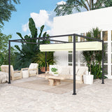 Metal Pergola With Retractable Roof 400cm Width x 300cm Depth - Velmora