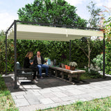 Metal Pergola With Retractable Roof 400cm Width x 300cm Depth - Velmora