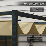 Metal Pergola With Retractable Roof 400cm Width x 300cm Depth - Velmora