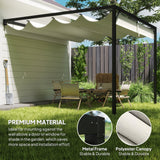 Metal Pergola With Sliding Canopy 297cm Width x 297cm Depth - Velmora