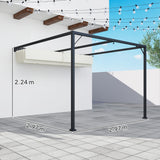 Metal Pergola With Sliding Canopy 297cm Width x 297cm Depth - Velmora