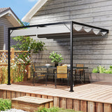 Metal Pergola With Sliding Canopy 297cm Width x 297cm Depth - Velmora