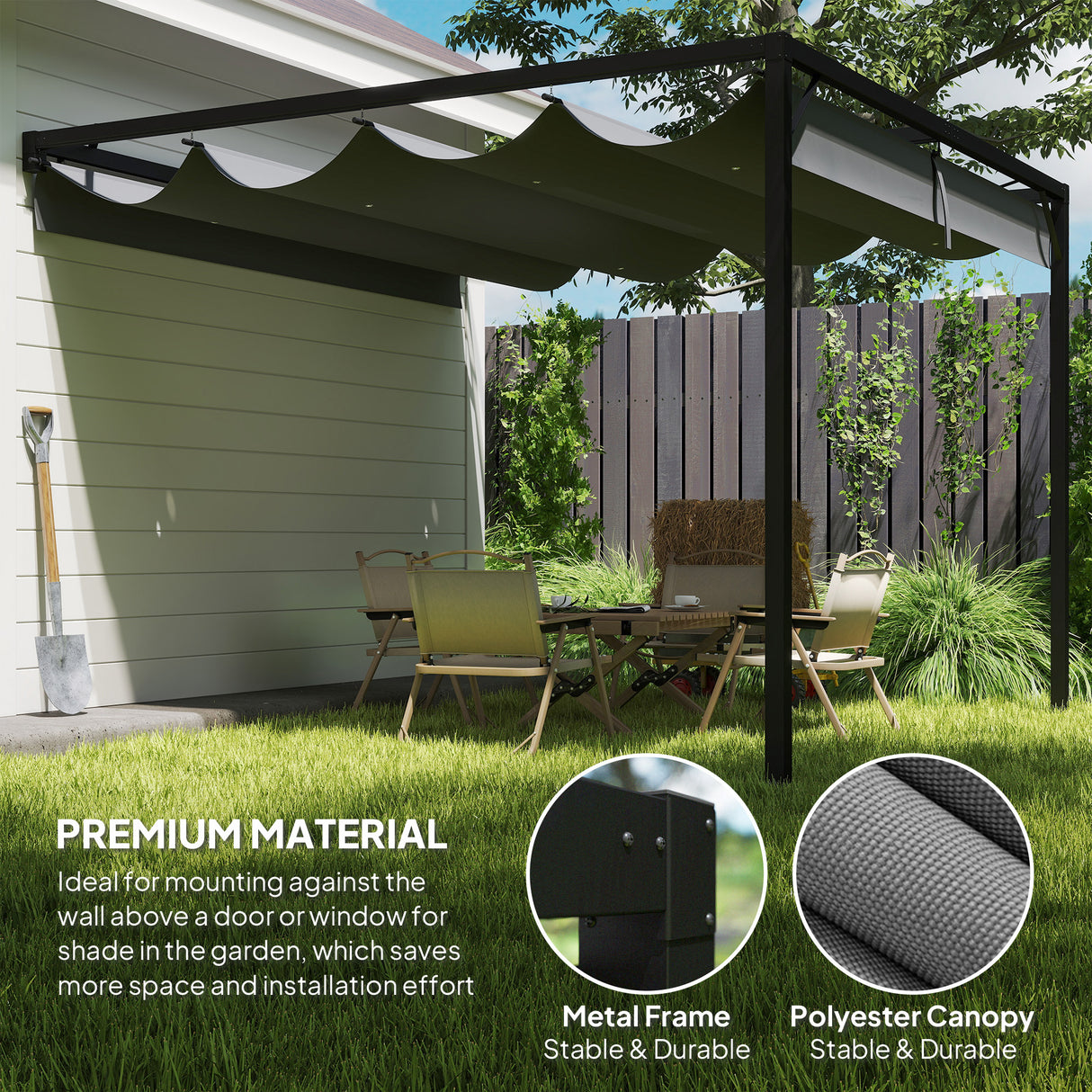 Metal Pergola With Sliding Canopy 297cm Width x 297cm Depth - Velmora