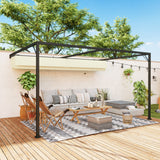 Metal Pergola With Sliding Canopy 397cm Width x 297cm Depth - Velmora