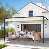 Metal Pergola With Sliding Canopy 397cm Width x 297cm Depth - Velmora