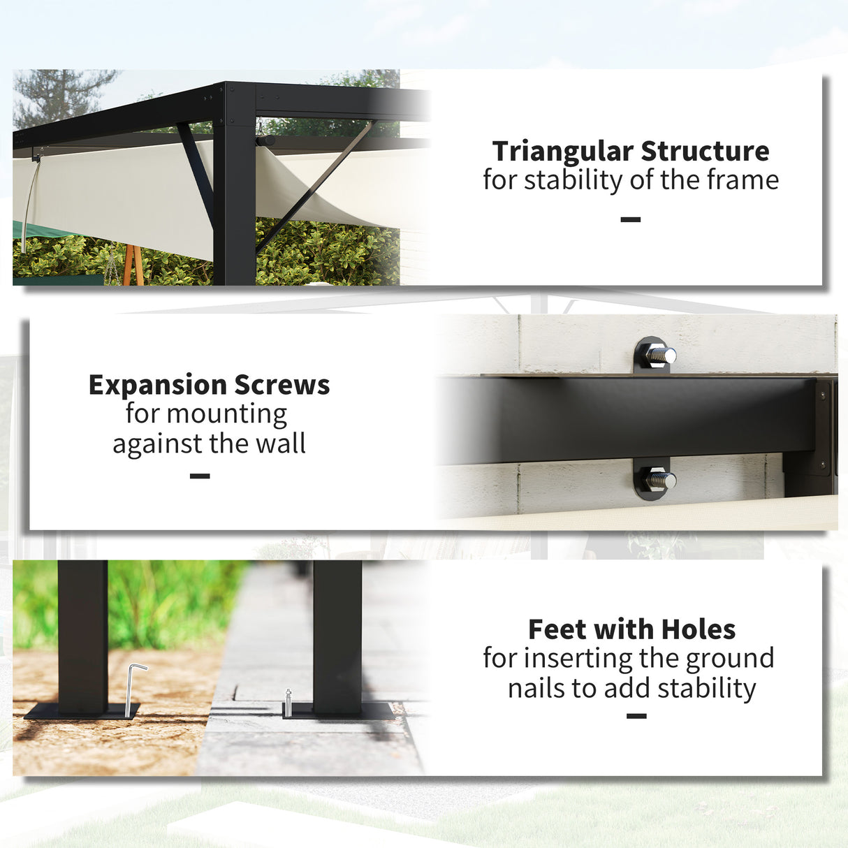 Metal Pergola With Sliding Canopy 397cm Width x 297cm Depth - Velmora
