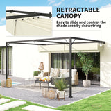 Metal Pergola With Sliding Canopy 397cm Width x 297cm Depth - Velmora