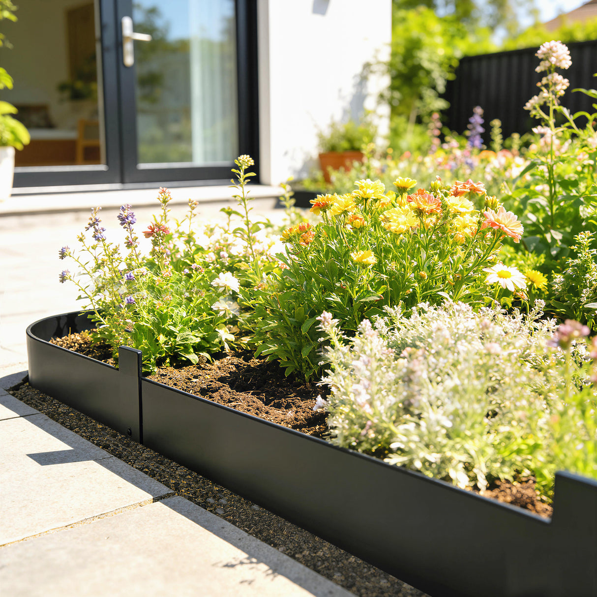 Metal Picket Garden Fence Panels 102cm Wide x 15cm High in Set Of 5 - Velmora