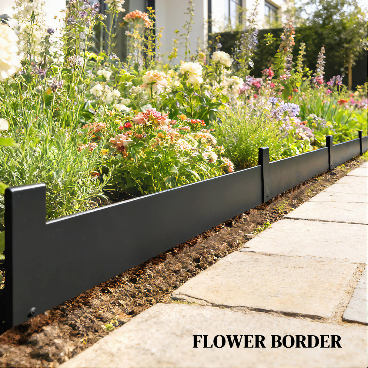 Metal Picket Garden Fence Panels 102cm Wide x 15cm High in Set Of 5 - Velmora