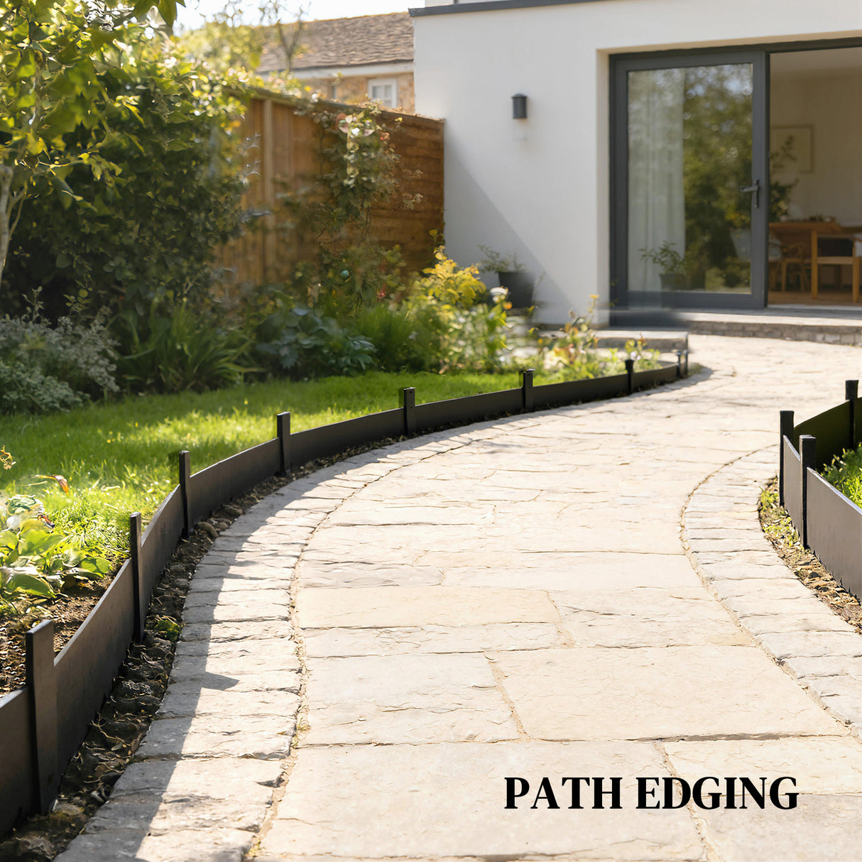 Metal Picket Garden Fence Panels 102cm Wide x 15cm High in Set Of 5 - Velmora