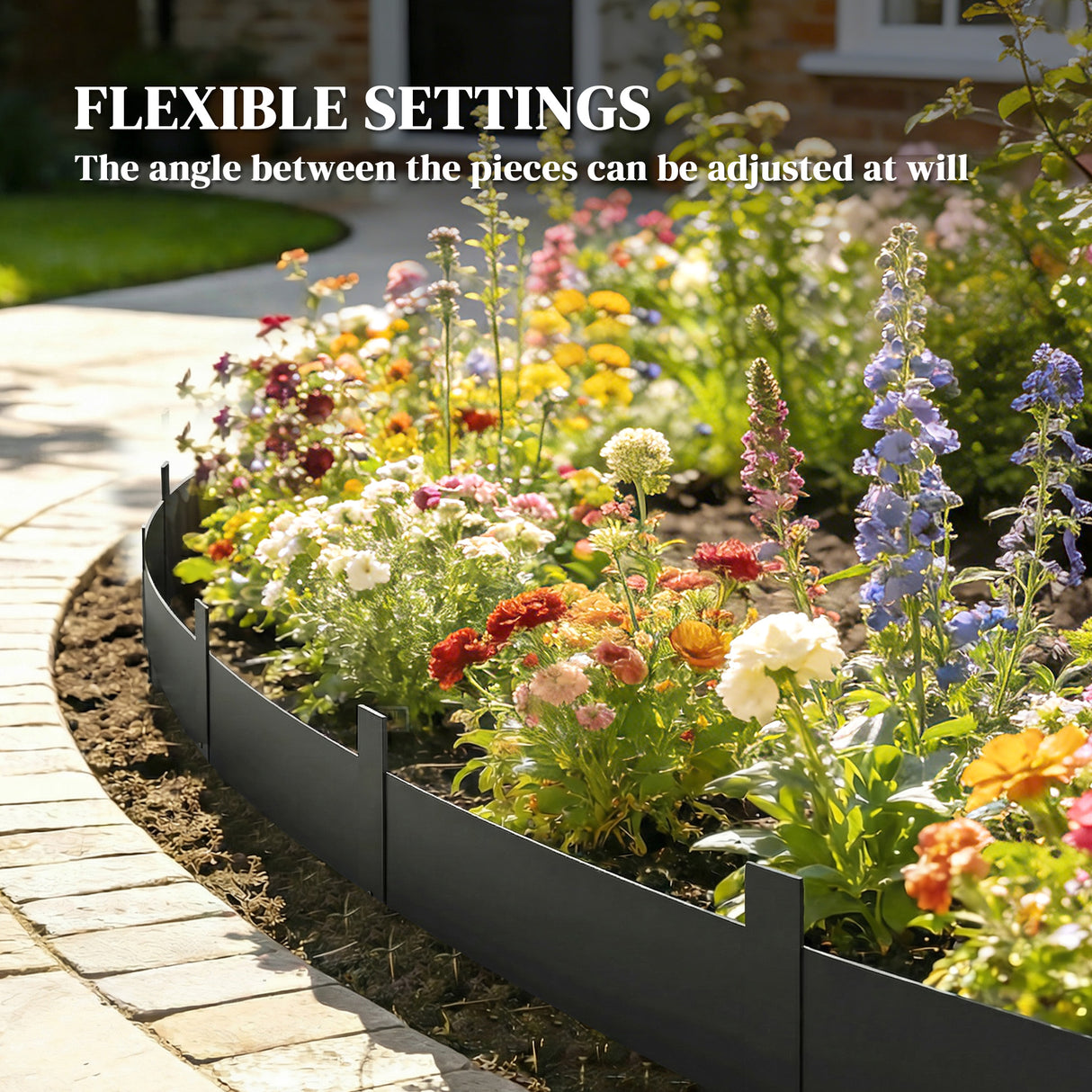 Metal Picket Garden Fence Panels 102cm Wide x 15cm High in Set Of 5 - Velmora