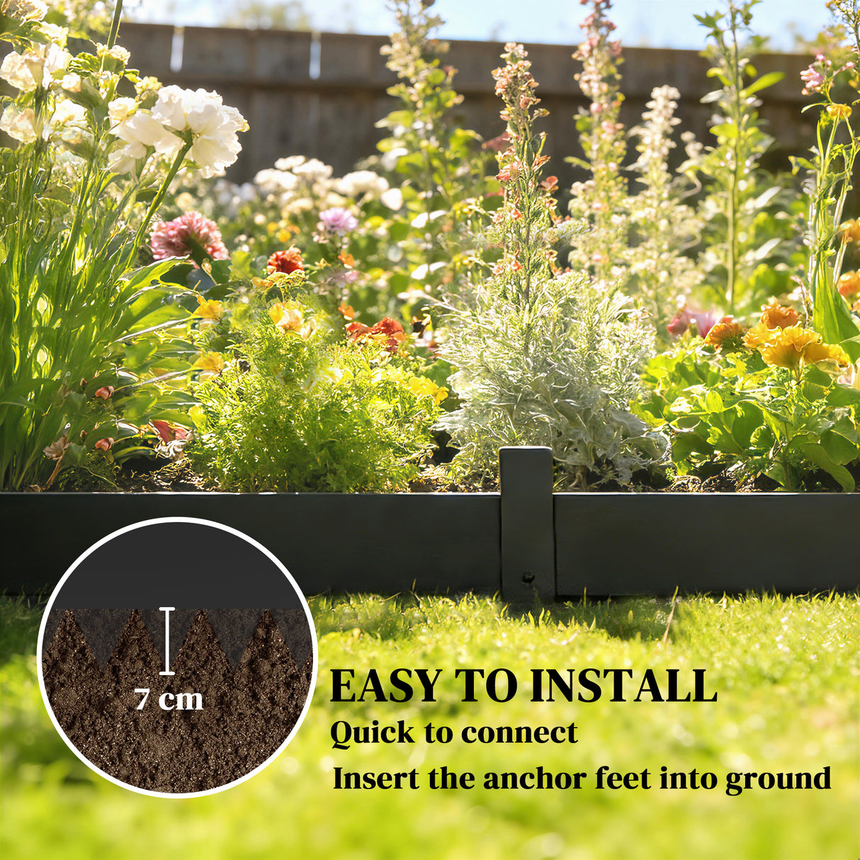 Metal Picket Garden Fence Panels 102cm Wide x 15cm High in Set Of 5 - Velmora