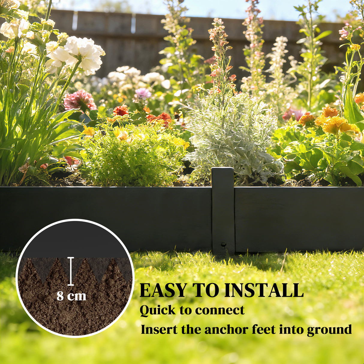 Metal Picket Garden Fence Panels 102cm Wide x 20cm High in Set Of 5 - Velmora
