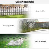 Metal Picket Garden Fence Panels 307cm Wide in Set Of 5 - Velmora