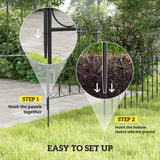 Metal Picket Garden Fence Panels 307cm Wide in Set Of 5 - Velmora