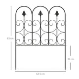 Metal Picket Garden Fence Panels 307cm Wide in Set Of 5 - Velmora