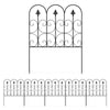 Metal Picket Garden Fence Panels 307cm Wide in Set Of 5 - Velmora