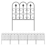 Metal Picket Garden Fence Panels 307cm Wide in Set Of 5 - Velmora