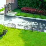 Metal Picket Garden Fence Panels 448cm Wide in Set Of 8 - Velmora