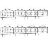 Metal Picket Garden Fence Panels 448cm Wide in Set Of 8 - Velmora