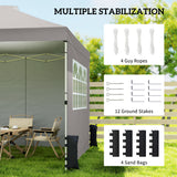 Metal Pop Up Gazebo 297cm Width x 297cm Depth With 3 Sidewalls - Velmora