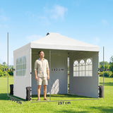 Metal Pop Up Gazebo 297cm Width x 297cm Depth With 3 Sidewalls - Velmora