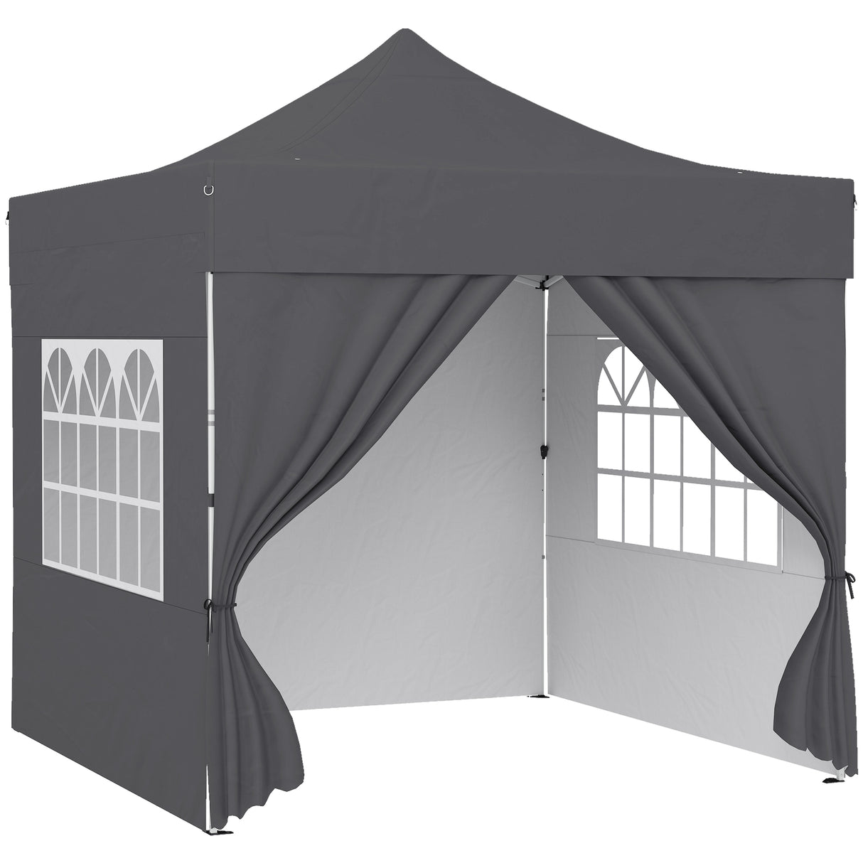 Metal Pop Up Gazebo 300cm Width x 300cm Depth With Sidewalls - Velmora