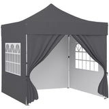 Metal Pop Up Gazebo 300cm Width x 300cm Depth With Sidewalls - Velmora