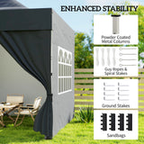 Metal Pop Up Gazebo 300cm Width x 300cm Depth With Sidewalls - Velmora