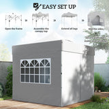 Metal Pop Up Gazebo 300cm Width x 300cm Depth With Sidewalls - Velmora