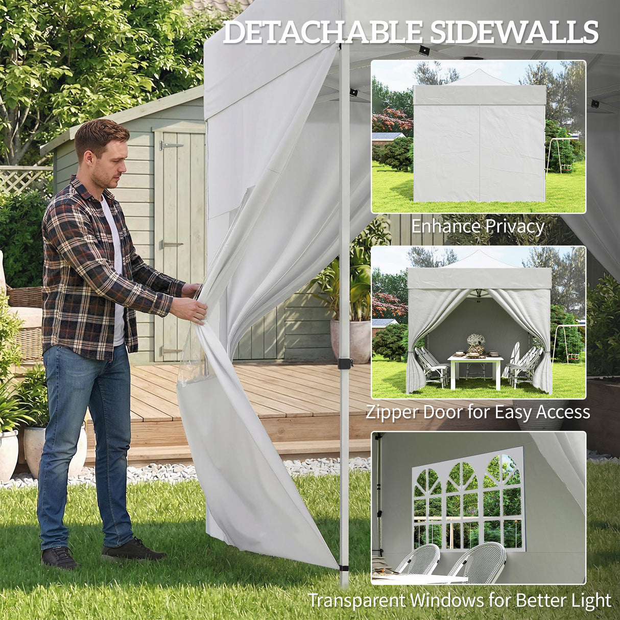 Metal Pop Up Gazebo 300cm Width x 300cm Depth With Sidewalls - Velmora