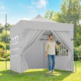 Metal Pop Up Gazebo 300cm Width x 300cm Depth With Sidewalls - Velmora