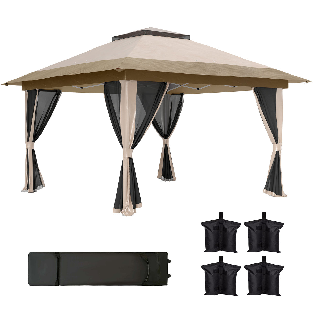 Metal Pop Up Gazebo 356cm Width x 356 Depth - Velmora