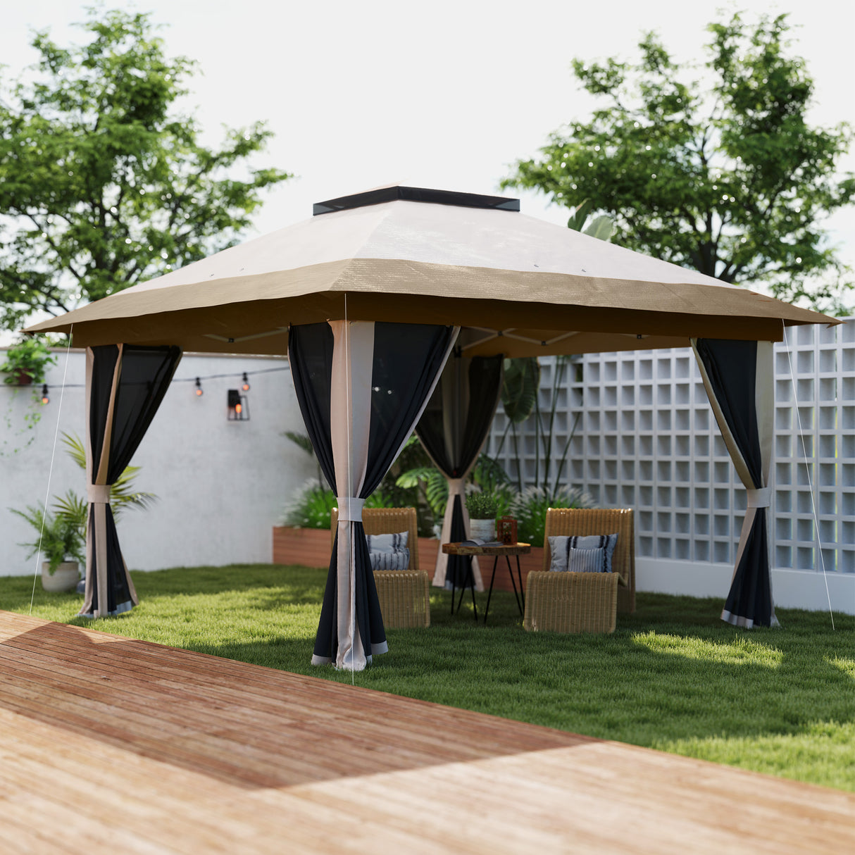 Metal Pop Up Gazebo 356cm Width x 356 Depth - Velmora