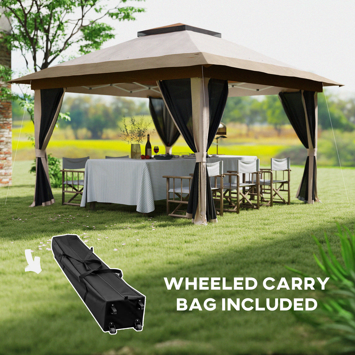 Metal Pop Up Gazebo 356cm Width x 356 Depth - Velmora