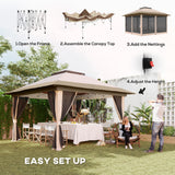 Metal Pop Up Gazebo 356cm Width x 356 Depth - Velmora