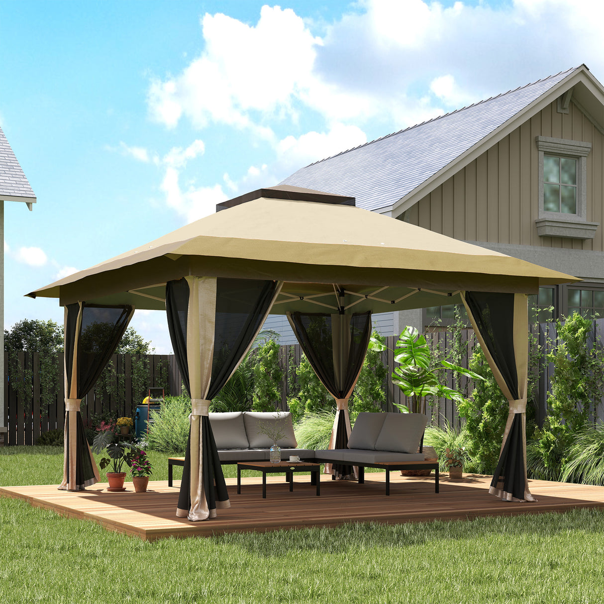 Metal Pop Up Gazebo 356cm Width x 356 Depth - Velmora